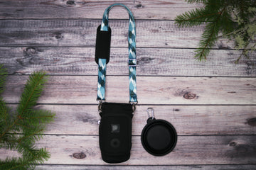 Blue Camo Trees Crossbody Water Bottle Holder in Two Sizes