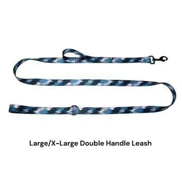 Blue Camo Trees Double Handle Leash