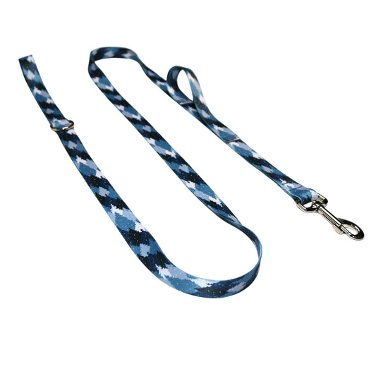 Blue Camo Trees Double Handle Leash