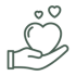 Hand holding a heart shape icon