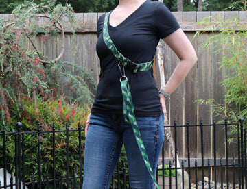 Green Camo Trees Handsfree Leash Attachment