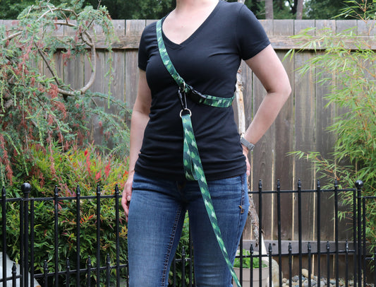 Green Camo Trees Handsfree Leash Attachment