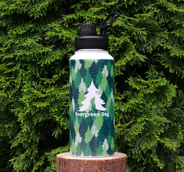 Green Camo Trees 32oz. Water Bottle
