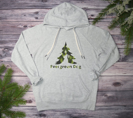Green Camo Trees Lightweight Terry Pull-Over Hoodie