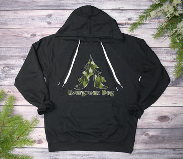 Green Camo Trees Lightweight Terry Pull-Over Hoodie