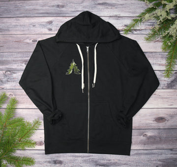 Green Camo Trees Lightweight Terry Zip-Up Hoodie