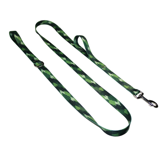 Green Camo Trees Double Handle Leash
