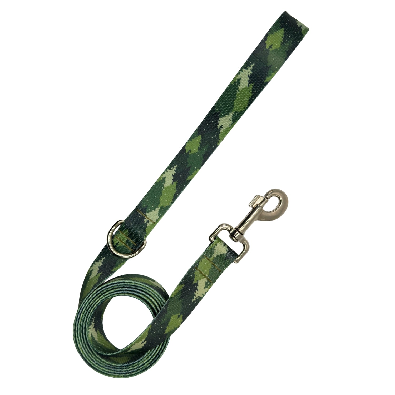 Green camouflage dog leash with metal clip 