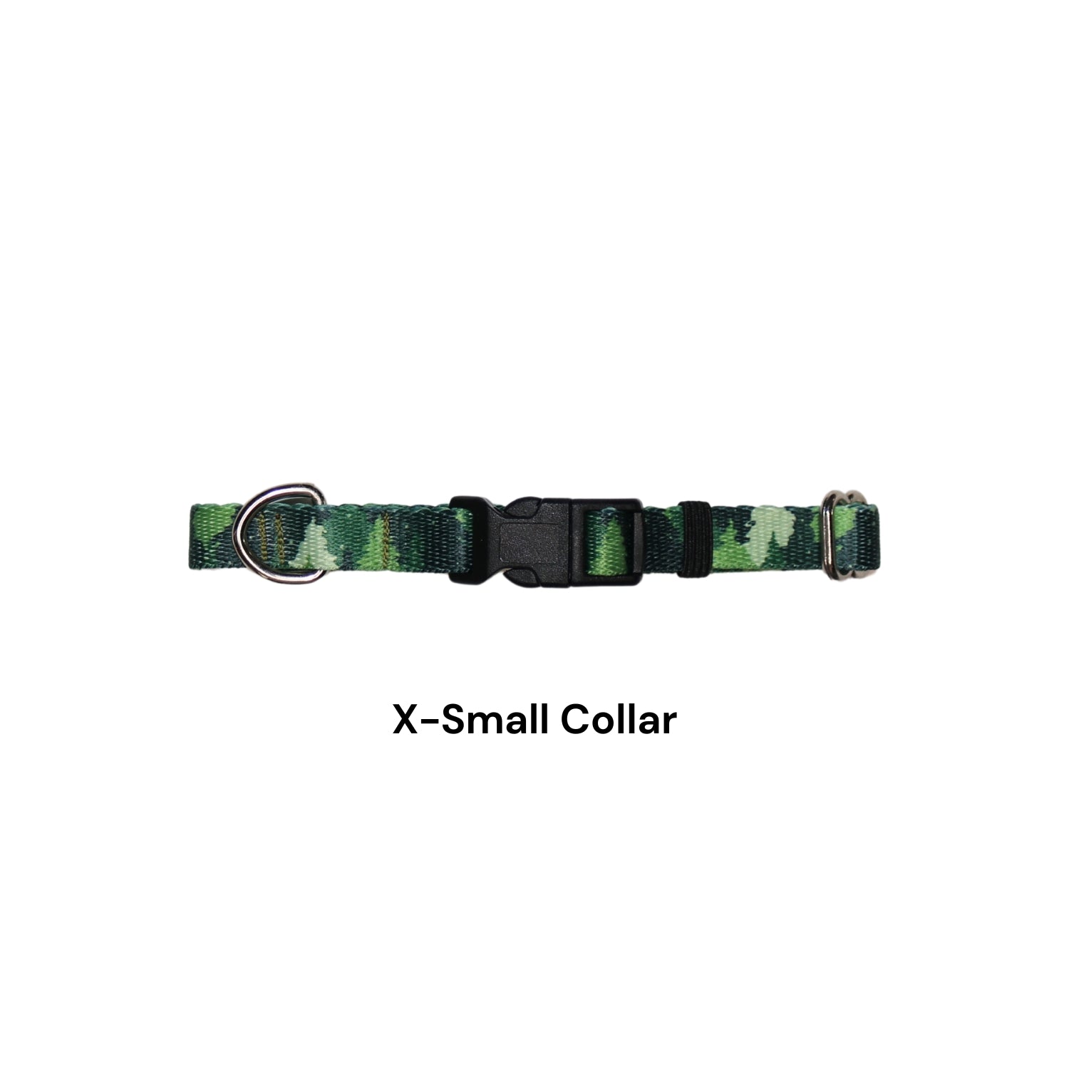 Green camouflage dog collar labeled 'X-Small Collar' 