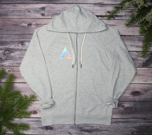 Rainbow Leopard Lightweight Terry Zip-Up Hoodie