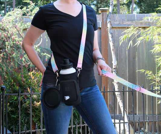 Rainbow Leopard Crossbody Water Bottle Holder