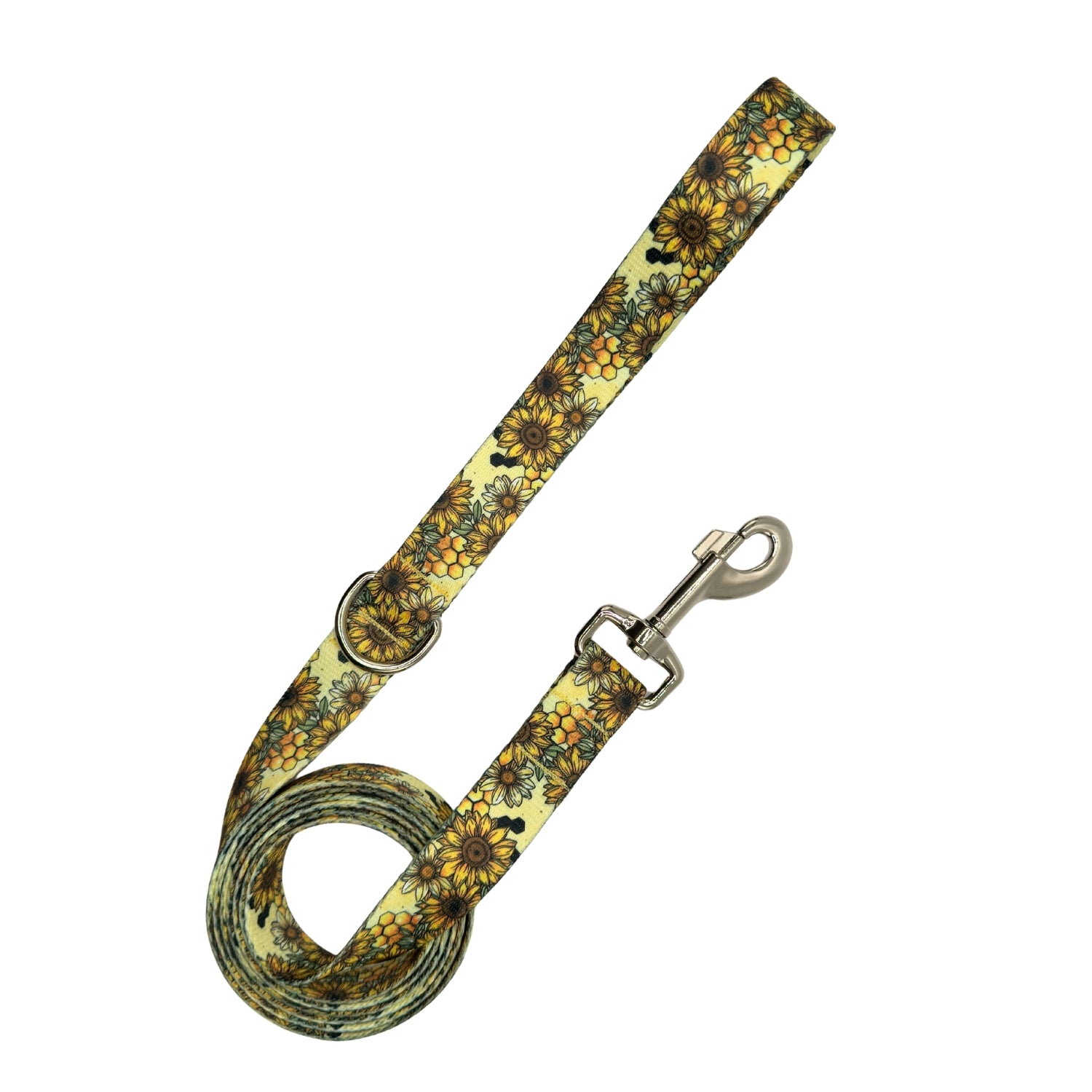 Dog leash with sunflower pattern
